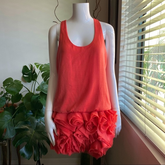 BCBGMaxAzria Dresses & Skirts - BCBGMaxazria Coral Sleeveless Mini Dress with Rosette Botton